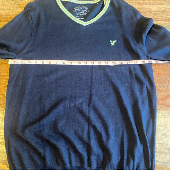 NWT American Eagle Outfitters V Neck Sweater cotton size Large navy Preppy - Picture 5 of 10